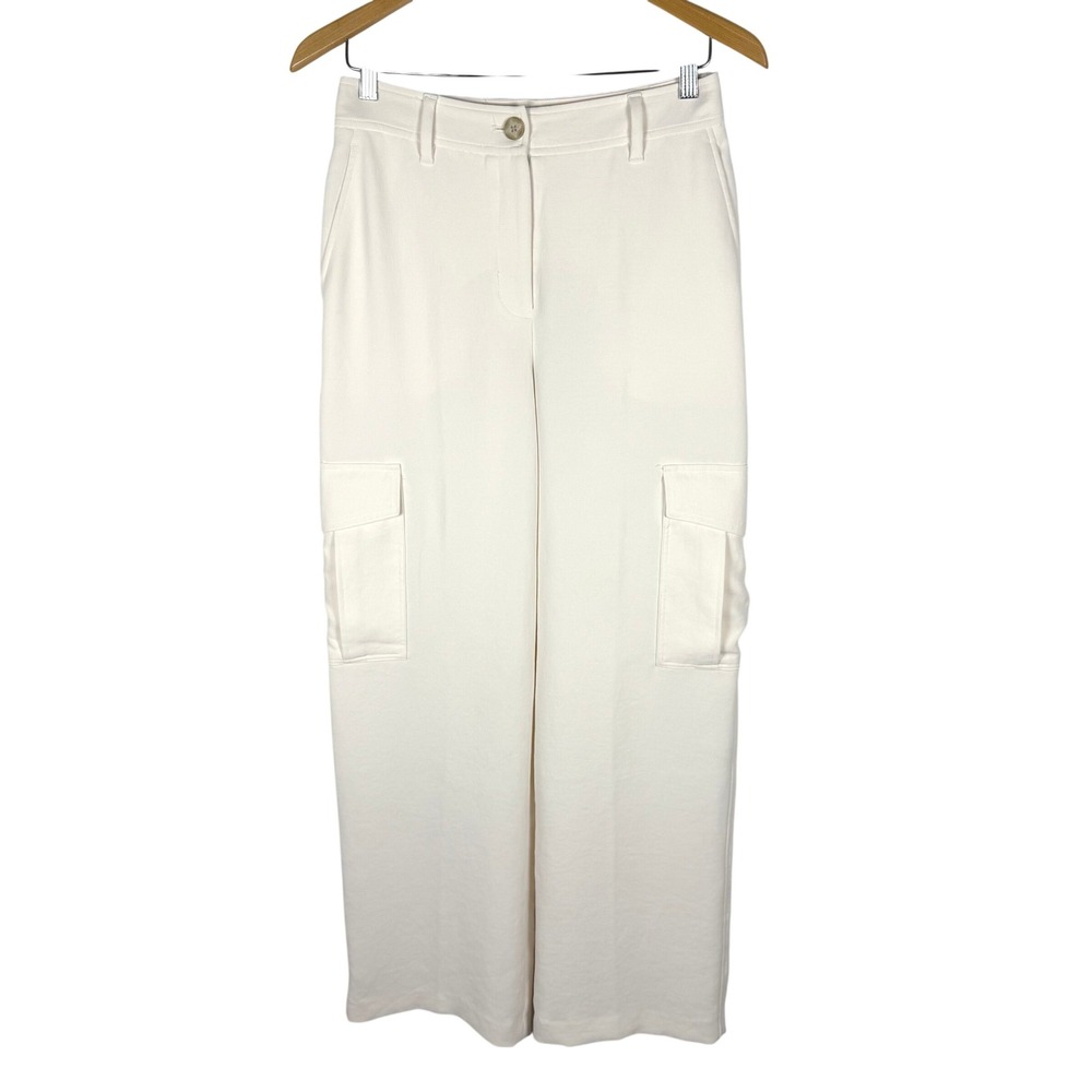 Wilfred Aritzia Wide Leg High Rise Tailored Dress Cargo Trousers - Cream Sz 4